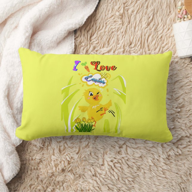 I Love Easter Lumbar Cushion (Blanket)