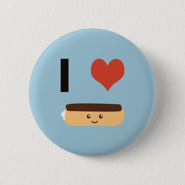 I love Eclairs 6 Cm Round Badge (Front)