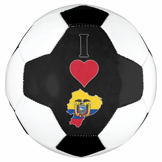 I Love Ecuador Heart Ecuadorian National Flag Map Soccer Ball (Front)