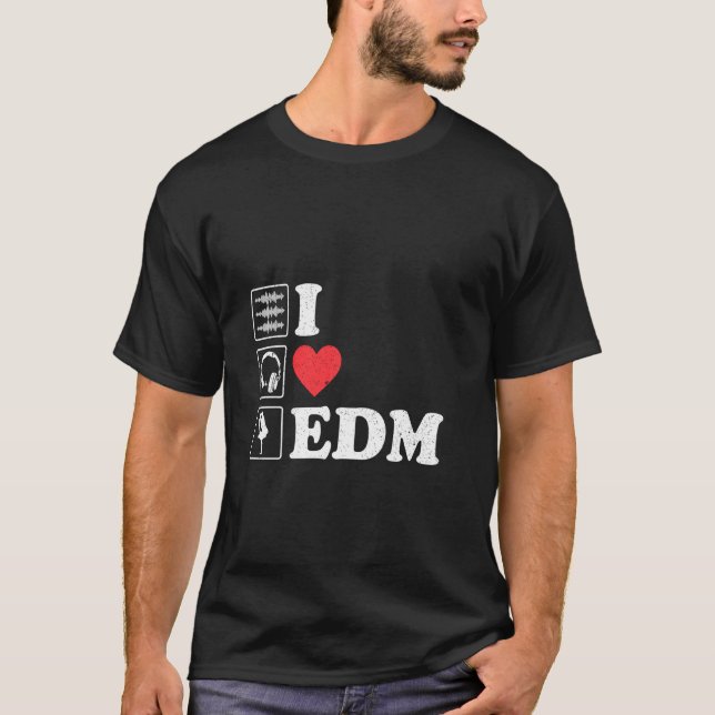 I Love Edm For Parties And Festivals Dj Heart T-Shirt (Front)