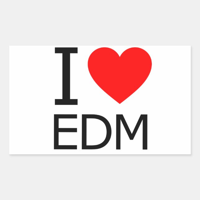 I Love EDM Rectangular Sticker (Front)