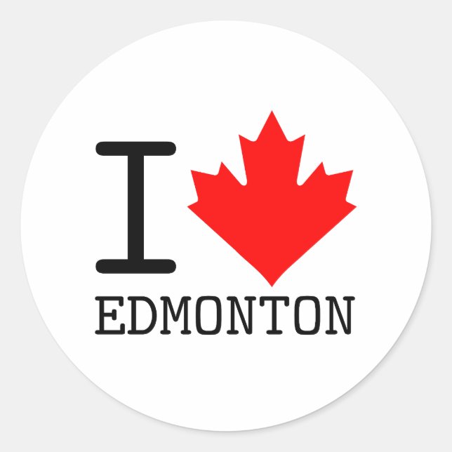 I Love Edmonton, Alberta Canada Maple Leaf Classic Round Sticker (Front)