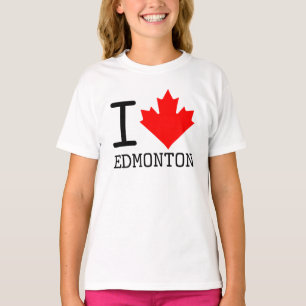 I Love Edmonton, Alberta Canada Maple Leaf Girl T-Shirt
