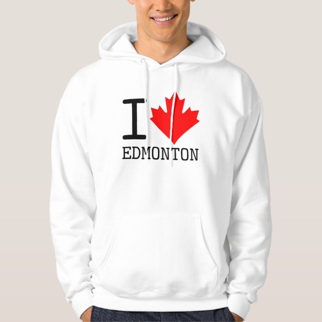 I Love Edmonton, Alberta Canada Maple Leaf  Hoodie (Front)