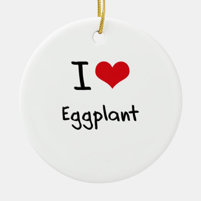 I love Eggplant Ceramic Tree Decoration (Front)
