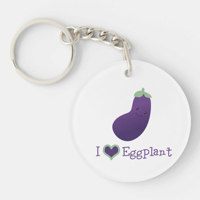 I love Eggplant Key Ring (Front)