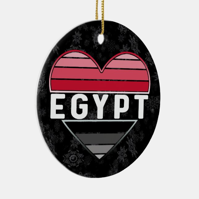 I Love Egypt, Egyptian Heart Ceramic Tree Decoration (Right)
