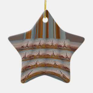 I Love Eiffel Tower  Paris With Love blue sky colo Ceramic Tree Decoration