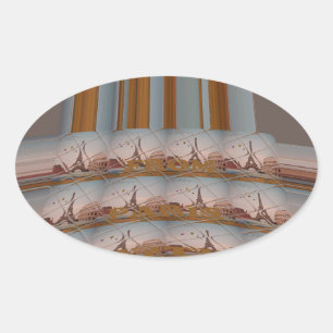 I Love Eiffel Tower  Paris With Love blue sky colo Oval Sticker