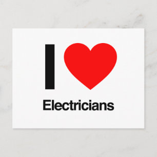 i love electricians postcard