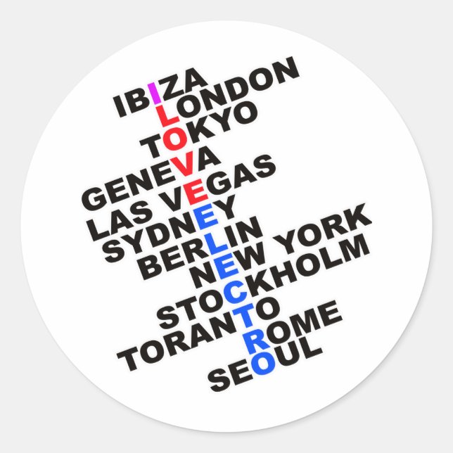 I Love Electro Classic Round Sticker (Front)