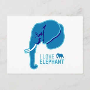 I Love Elephant (Side Face) Postcard
