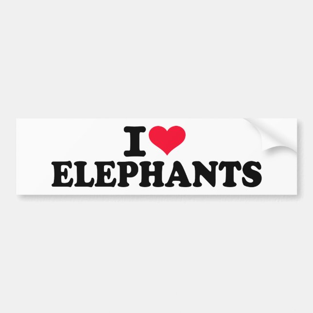 I love Elephants Bumper Sticker (Front)