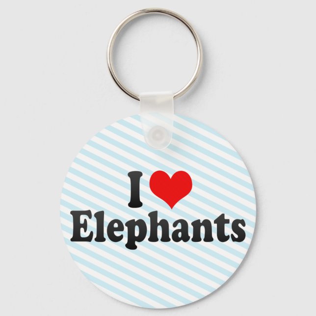I Love Elephants Key Ring (Front)