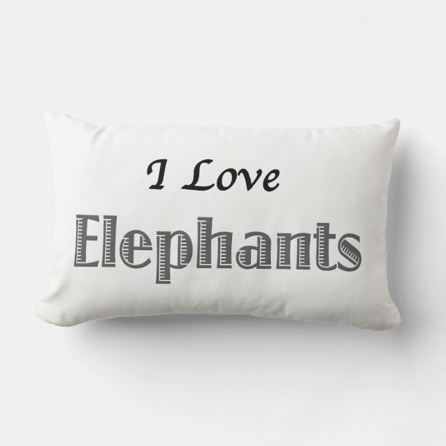 I Love Elephants Lumbar Cushion (Front)