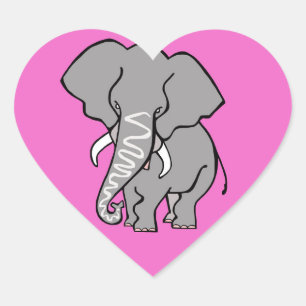 I love ELEPHANTS - Wildlife - Nature - Pink Heart Sticker