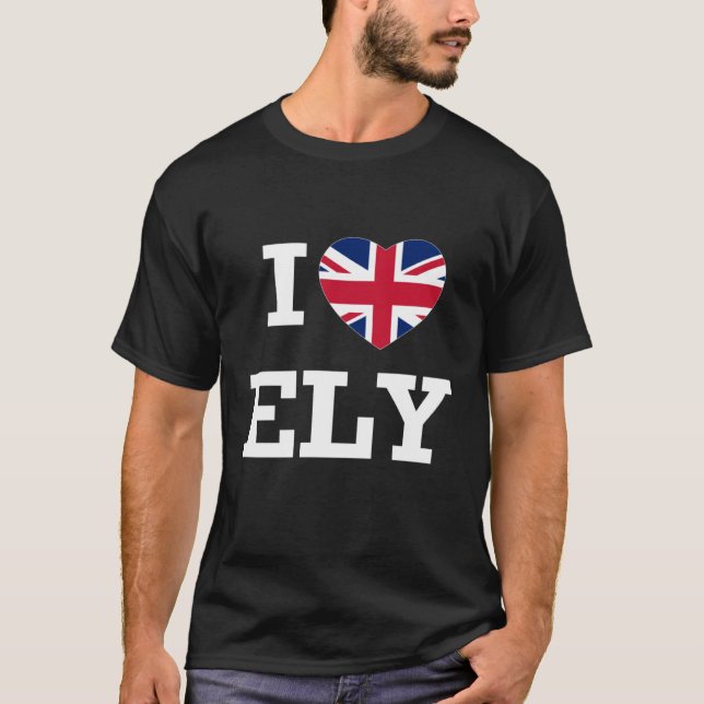 I Love Ely England Union Jack Flag Heart English T-Shirt (Front)