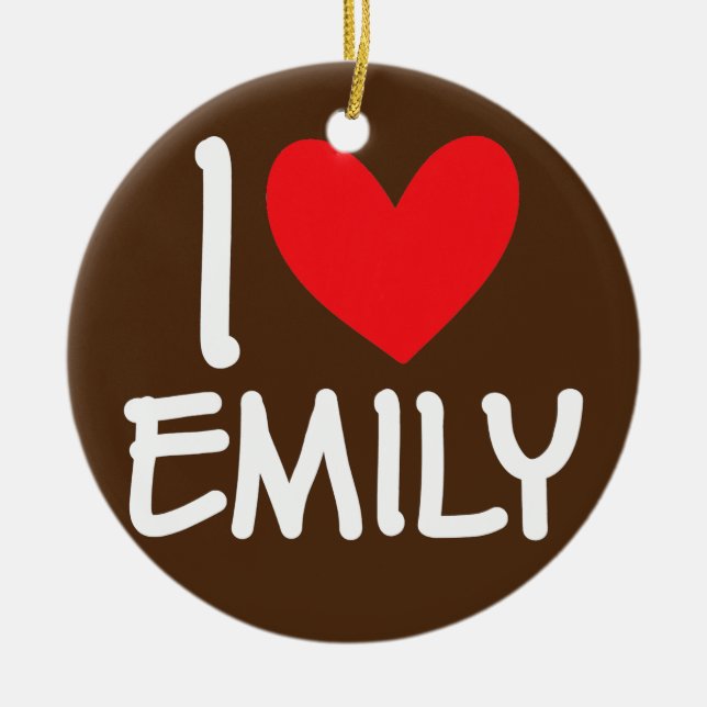 I Love Emily Name Personalised Girl Woman BFF Ceramic Tree Decoration (Front)