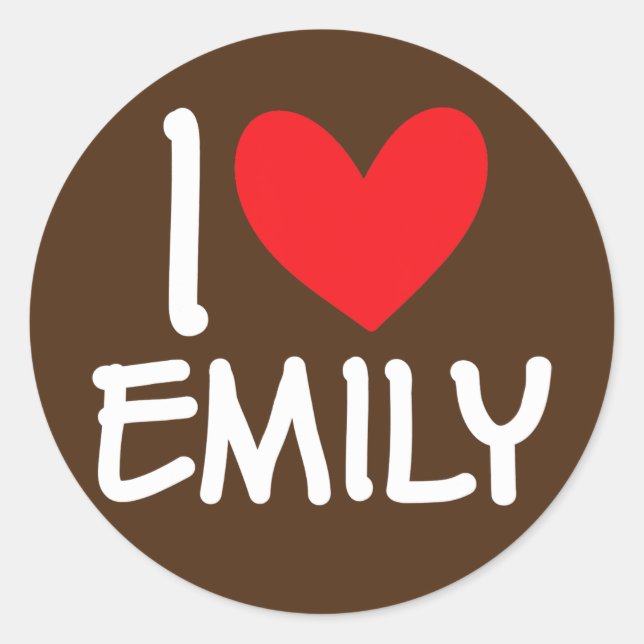 I Love Emily Name Personalized Girl Woman BFF Classic Round Sticker (Front)