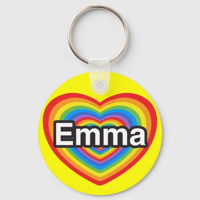 I love Emma. I love you Emma. Heart Key Ring (Front)