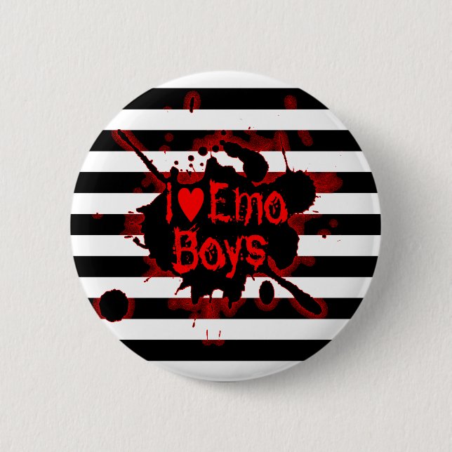 I love Emo Boys 6 Cm Round Badge (Front)