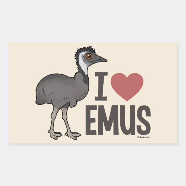 I Love Emus Rectangular Sticker (Front)