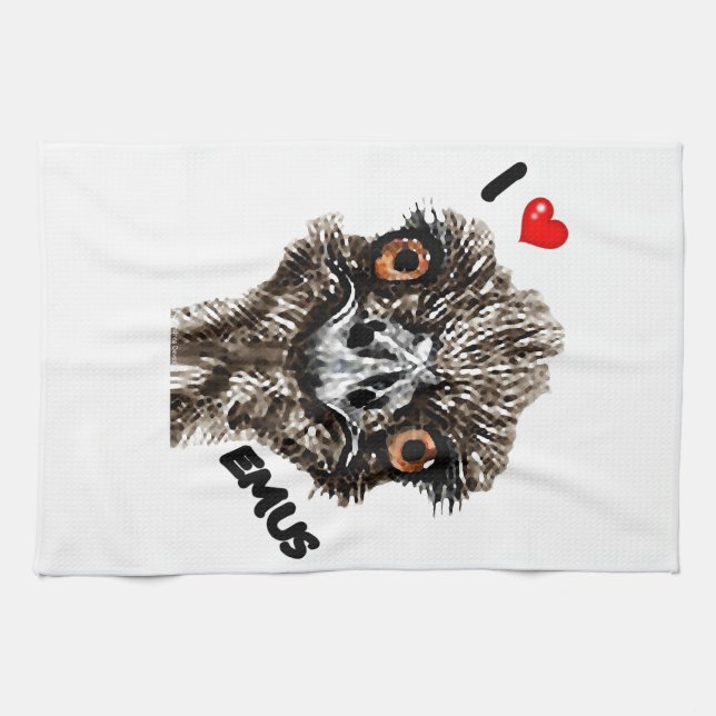 I LOVE EMUS TEA TOWEL (Horizontal)