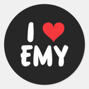 I Love Emy - Heart - Name  Classic Round Sticker