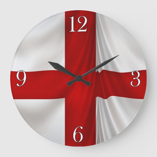 I Love England Flag of St George Patriotic Large Clock (Front)