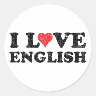 I Love English Classic Round Sticker