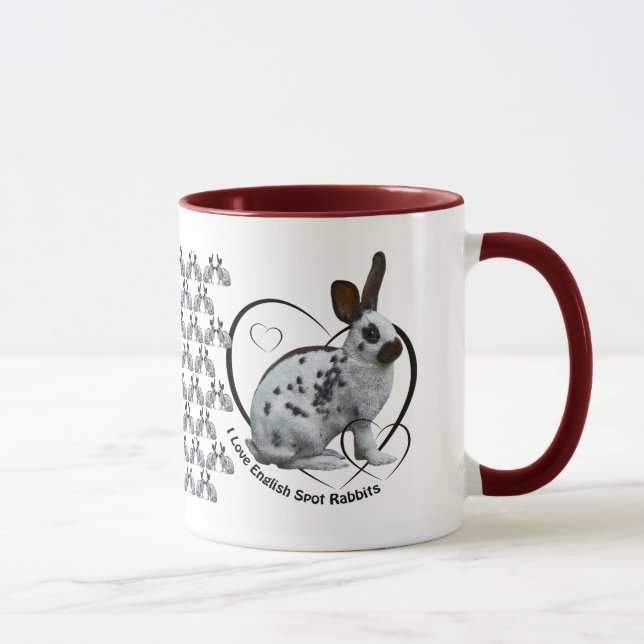 I Love English Spot Rabbits Mug (Right)