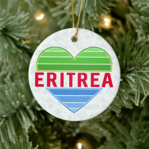 I Love Eritrea, Eritrean Heart Ceramic Tree Decoration