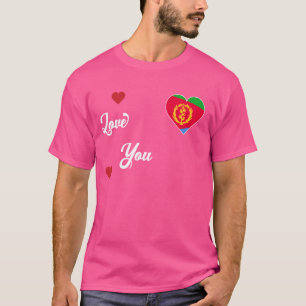 I Love Eritrea With Eritrean Flag In a Heart Eritr T-Shirt