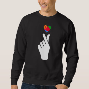 I Love Eritrea With Eritrean Flag In A Heart Hand Sweatshirt