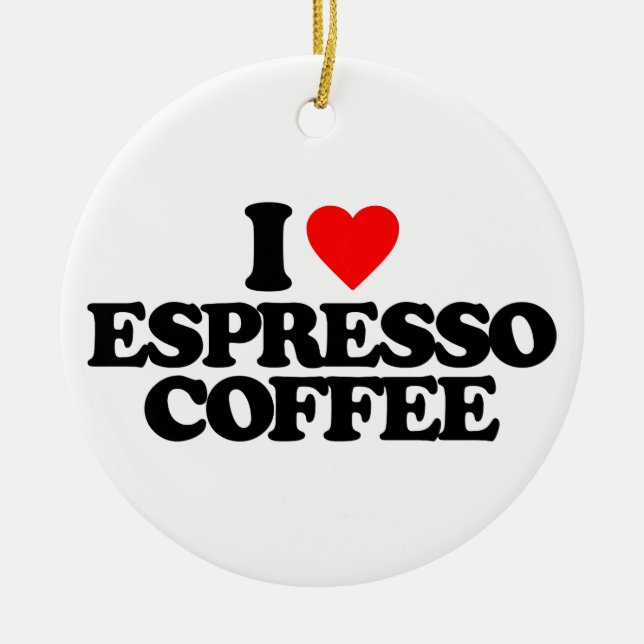 I LOVE ESPRESSO COFFEE CERAMIC TREE DECORATION (Front)
