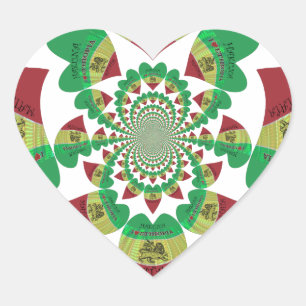 I Love Ethiopia Kaleidoscope – Heartfelt Rasta Art Heart Sticker