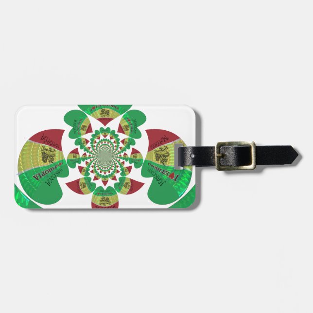 I Love Ethiopia Kaleidoscope – Heartfelt Rasta Art Luggage Tag (Front Horizontal)