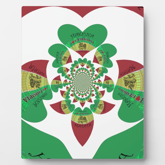 I Love Ethiopia Kaleidoscope – Heartfelt Rasta Art Plaque (Front)
