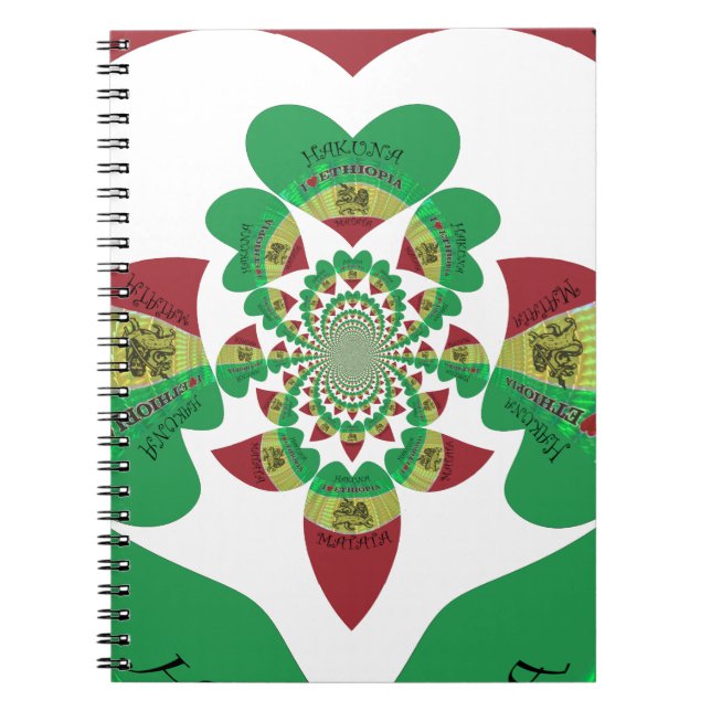 I Love Ethiopia Kaleidoscope – Heartfelt Rasta Art Spiral Notebook (Front)