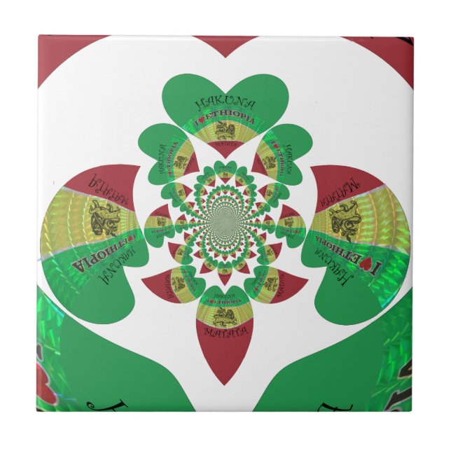 I love Ethiopia Lovely Hearts Colours Tile (Front)