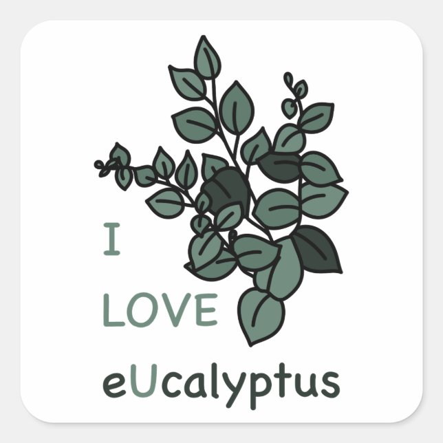 I LOVE eUcalyptus Sticker (Front)