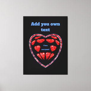 I love everyone! Red hearts in the heart, phrase  Canvas Print