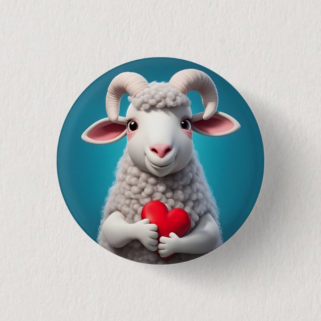 I Love Ewe 3 Cm Round Badge (Front)