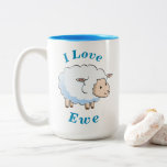 "I Love Ewe" Cute Little Lamb Blue & White Two-Tone Coffee Mug<br><div class="desc">"I Love Ewe" Cute Little Lamb Blue & White Two-Tone Coffee Mug For Friend or Family Birthday, Mother's Day or Father's Day Unique Gift Idea for Someone Special See other Gift Cups and Mugs for Mum, Dad, Wife, Husband, Girlfriend, Boyfriend or anyone! Especially Fun for Sheep Farmers or Farm Families!...</div>
