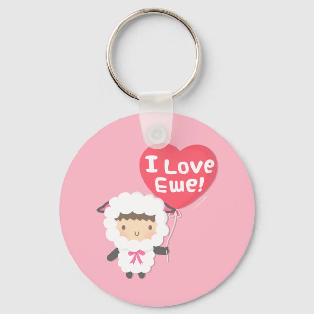I Love Ewe Cute Sheep Pun Humour Key Ring (Front)