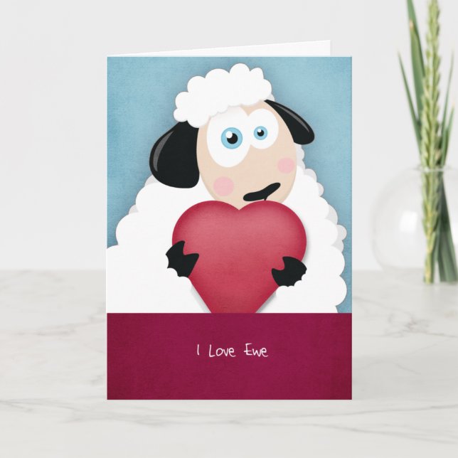 I Love Ewe Cute Valentine Sheep Cards (Front)