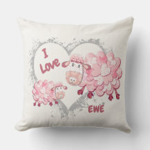 I Love Ewe Pink Cushion Customizable 
