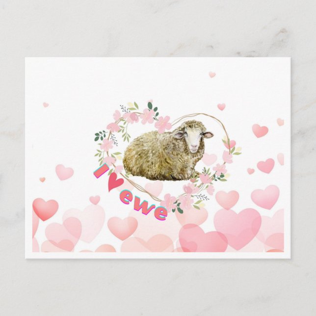 I love Ewe  Postcard (Front)