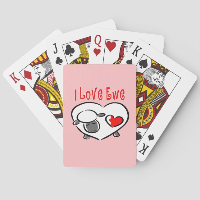 I Love Ewe Romantic Quotes Playing Cards (Back)
