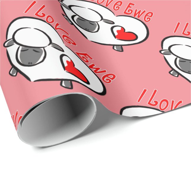 I Love Ewe Romantic Quotes Wrapping Paper (Roll Corner)